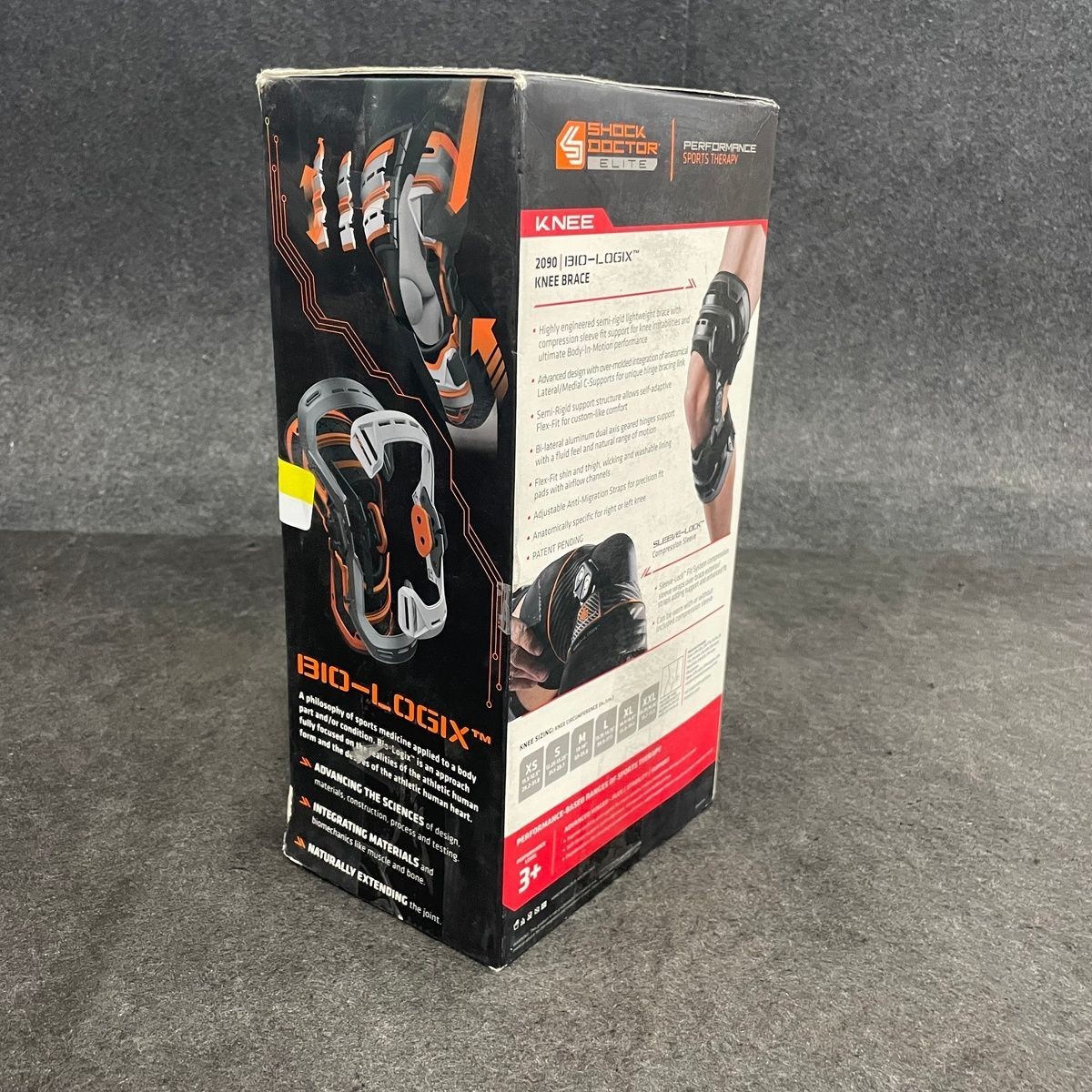 Shock Doctor Elite Bio Logix Knee Brace, Black, Small Left, NEW OPEN BOX