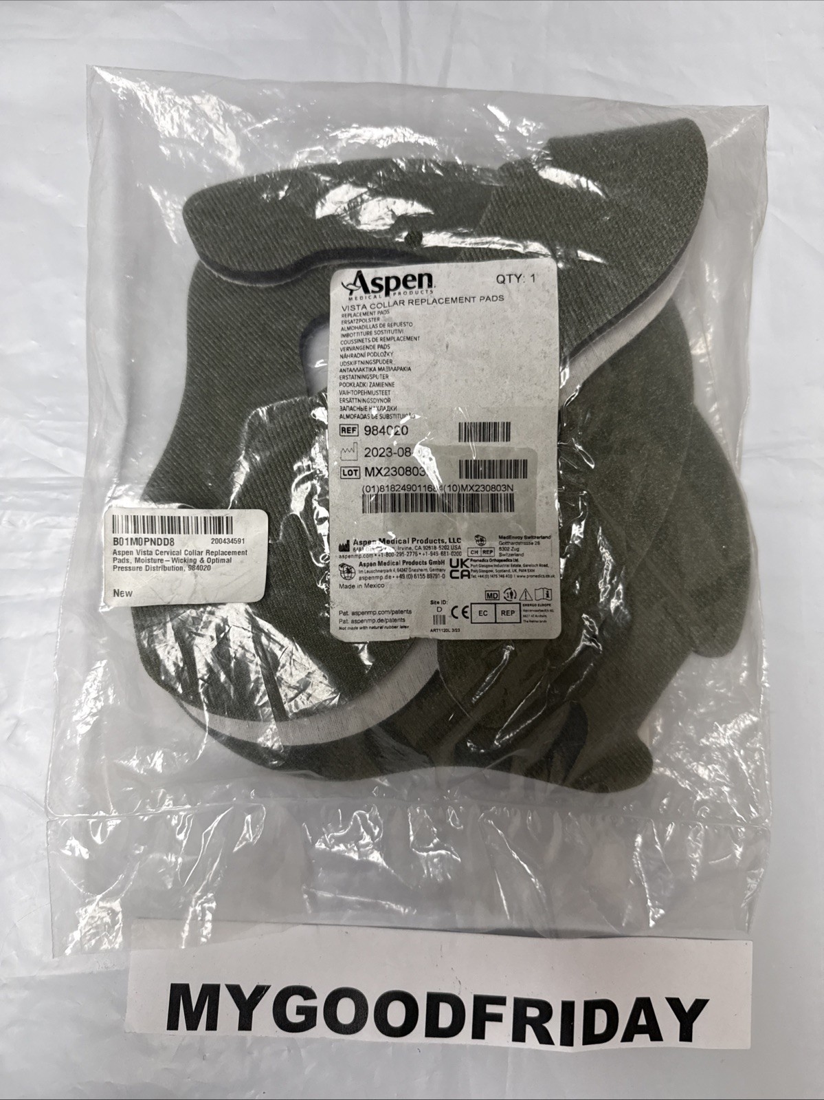 984020 Aspen Medical Vista Collar Replacement Pads – New in Sealed Package