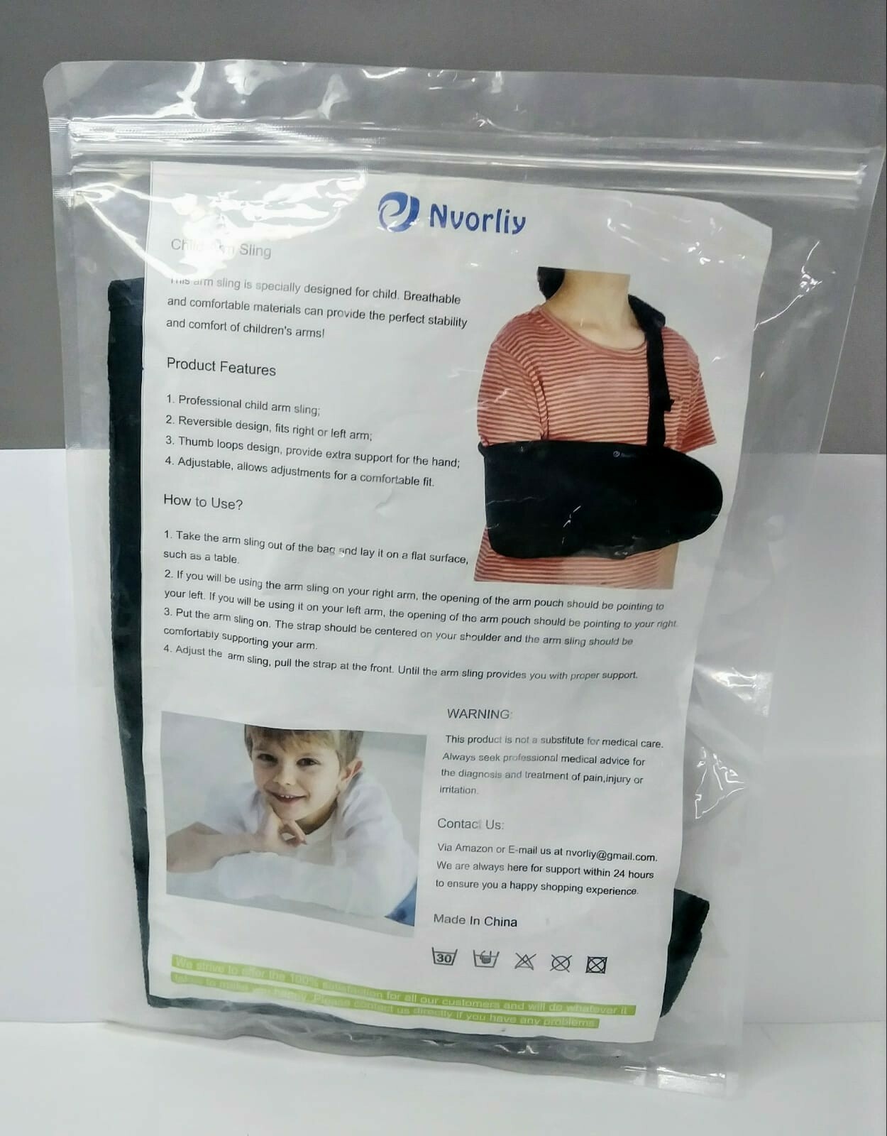 NVORLIY Child Arm Sling, Pediatric & Toddlers Adjustable Shoulder Support Strap