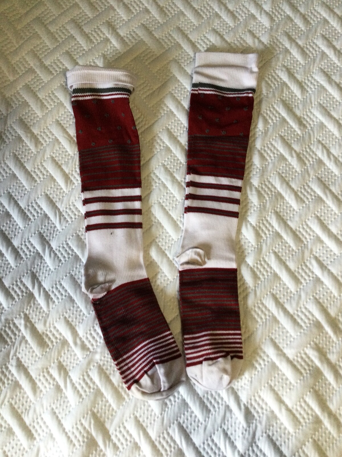 Compression Leg Wear for Women-Colorful Burgundy Gray & White Everyday Comfort