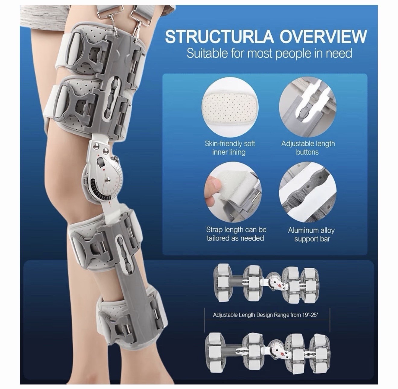 Hinged ROM Knee Brace Ortho Stabilizer Post Surgery ACL MCL PCL Support