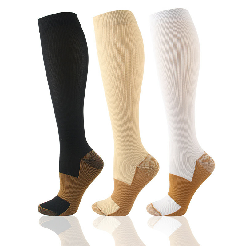 3 Pairs Copper Compression Socks 20-30mmHg Moisture Wicking Support Stocking XXL