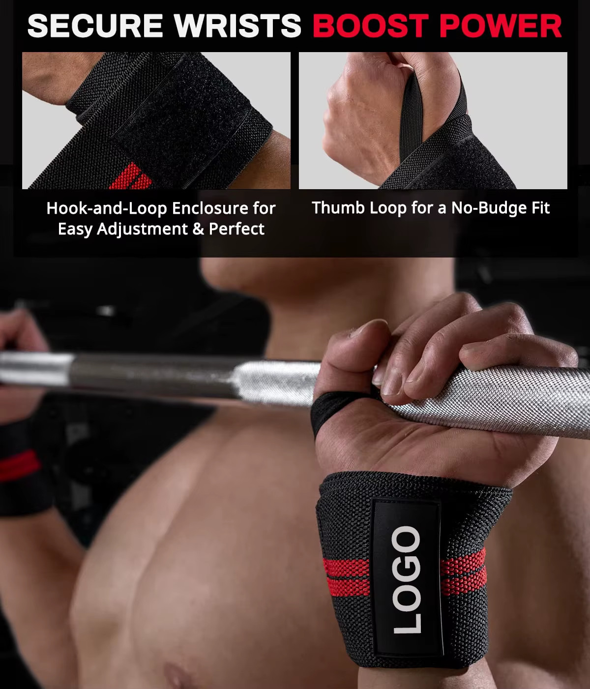 1 Pair Wristband Wrist Support Brace Straps Extra Strength Weight Lifting Wrist