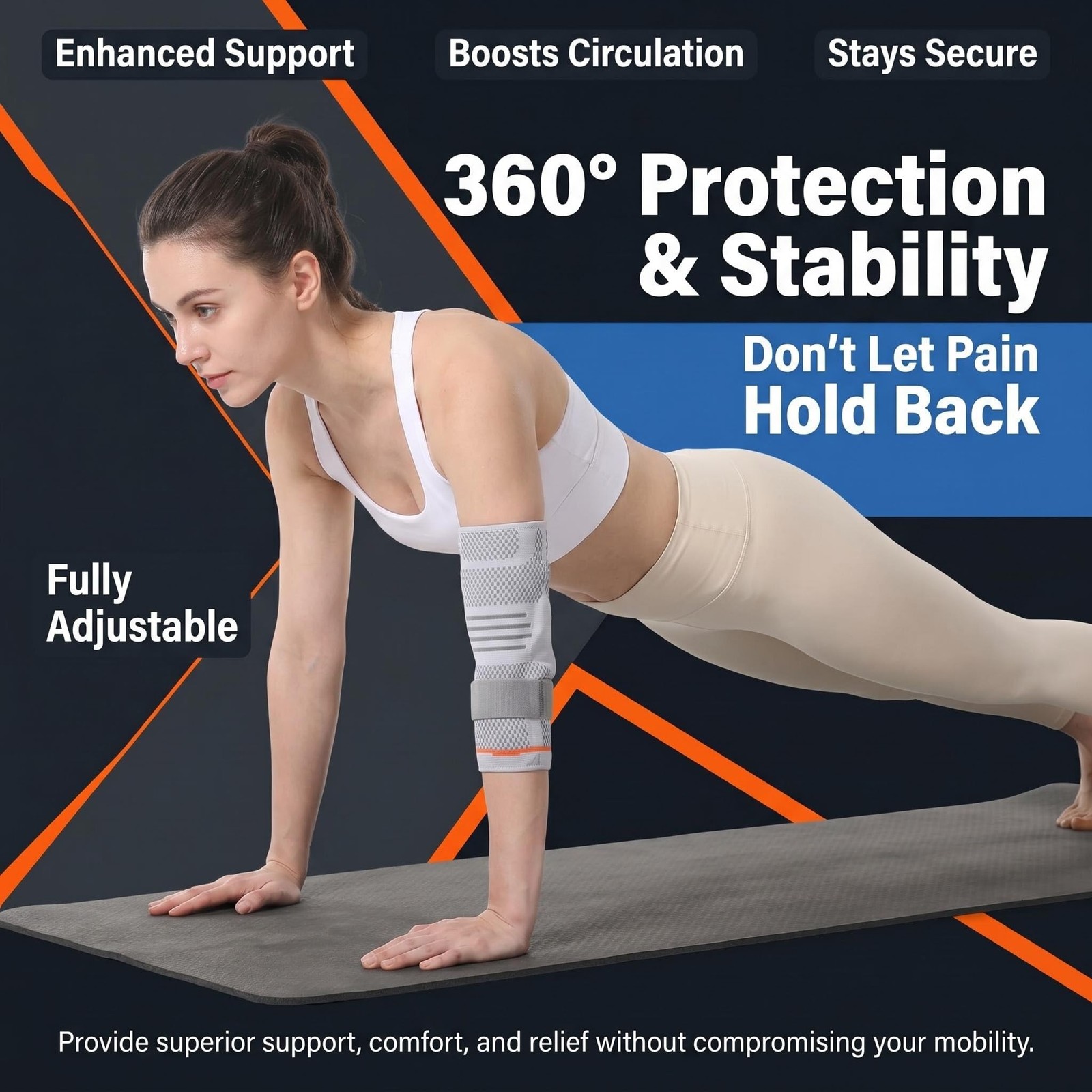 vomex Elbow Brace Support with Adjustable Strap – Double-sided Medium, Skin