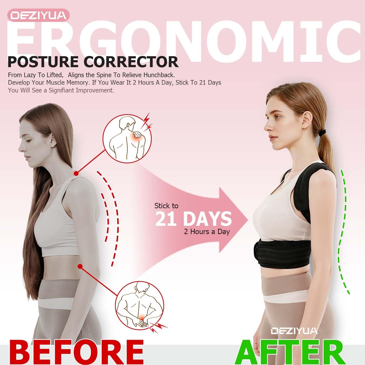 Deziyua Posture Corrector Back Brace For Women And Men Shoulder Straightener