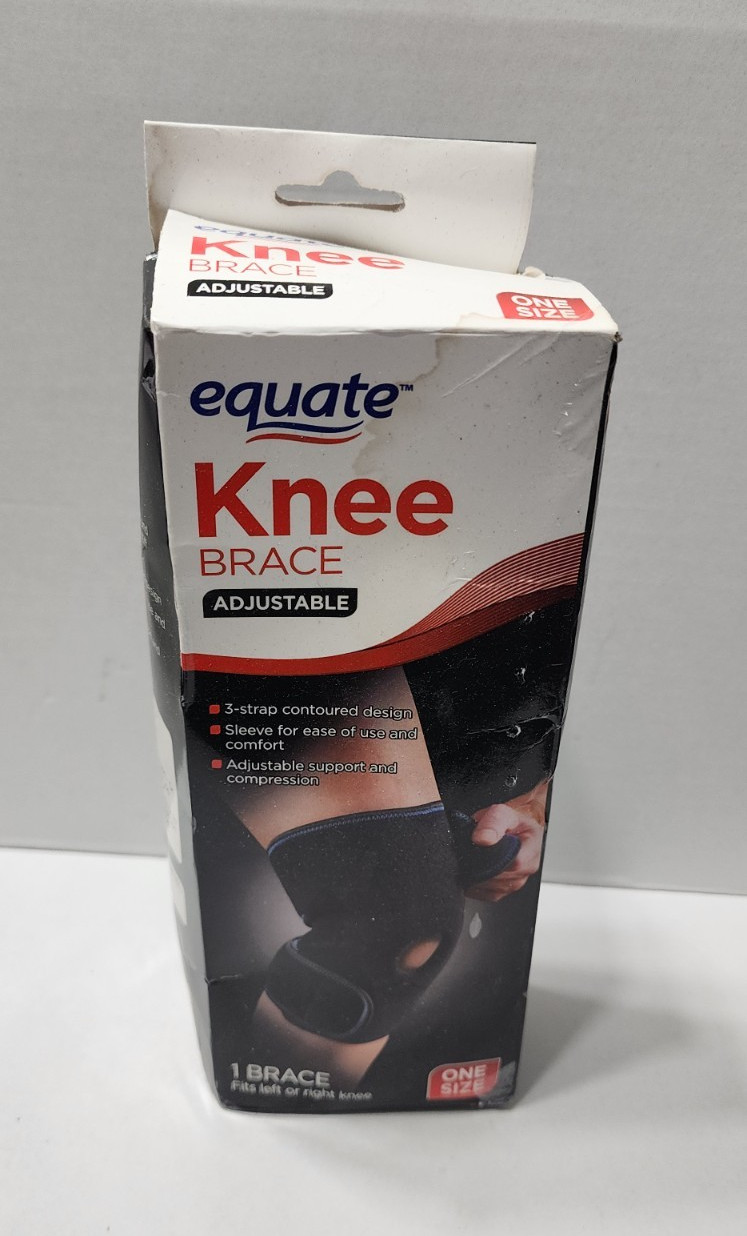 Equate Adjustable Knee Brace, Compression Support, Black, One Size