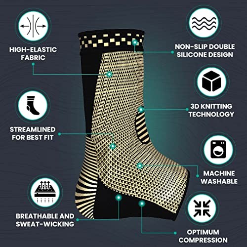 Modvel Foot & Ankle Brace Socks for Sprained Medium, High – Copper