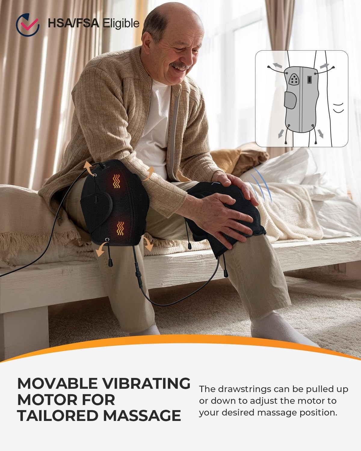 CooCoCo FSA Eligible Knee Massager Adjustable Vibration Motor, Knee Heating Pad