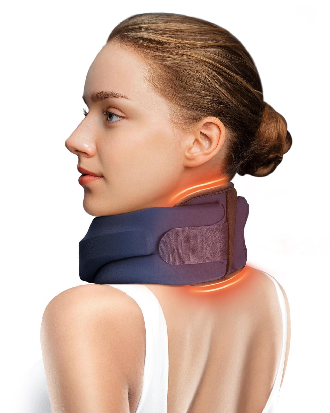 Heated Neck Support Brace – Cervical Collar with Heating Pad, Soft Foam Relief f