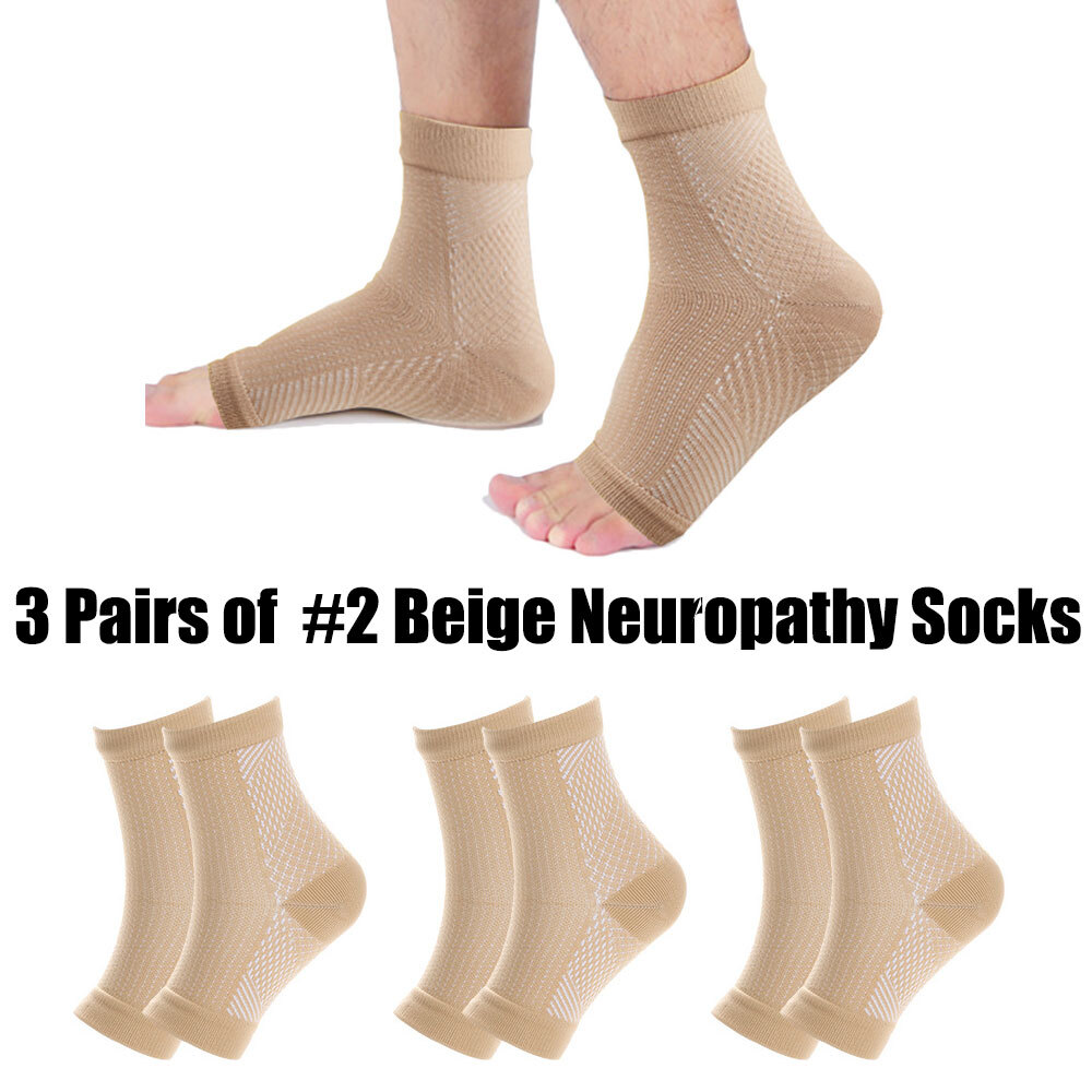 3 Pair Black Ankle Sports Support Brace Compression Sleeve Foot Pain Relief