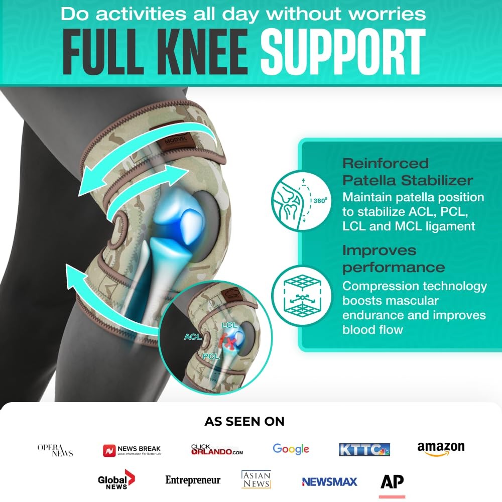 Modvel Elite Knee Brace Side Stabilizers Patella Gel Pads For Maximum Knee Pain