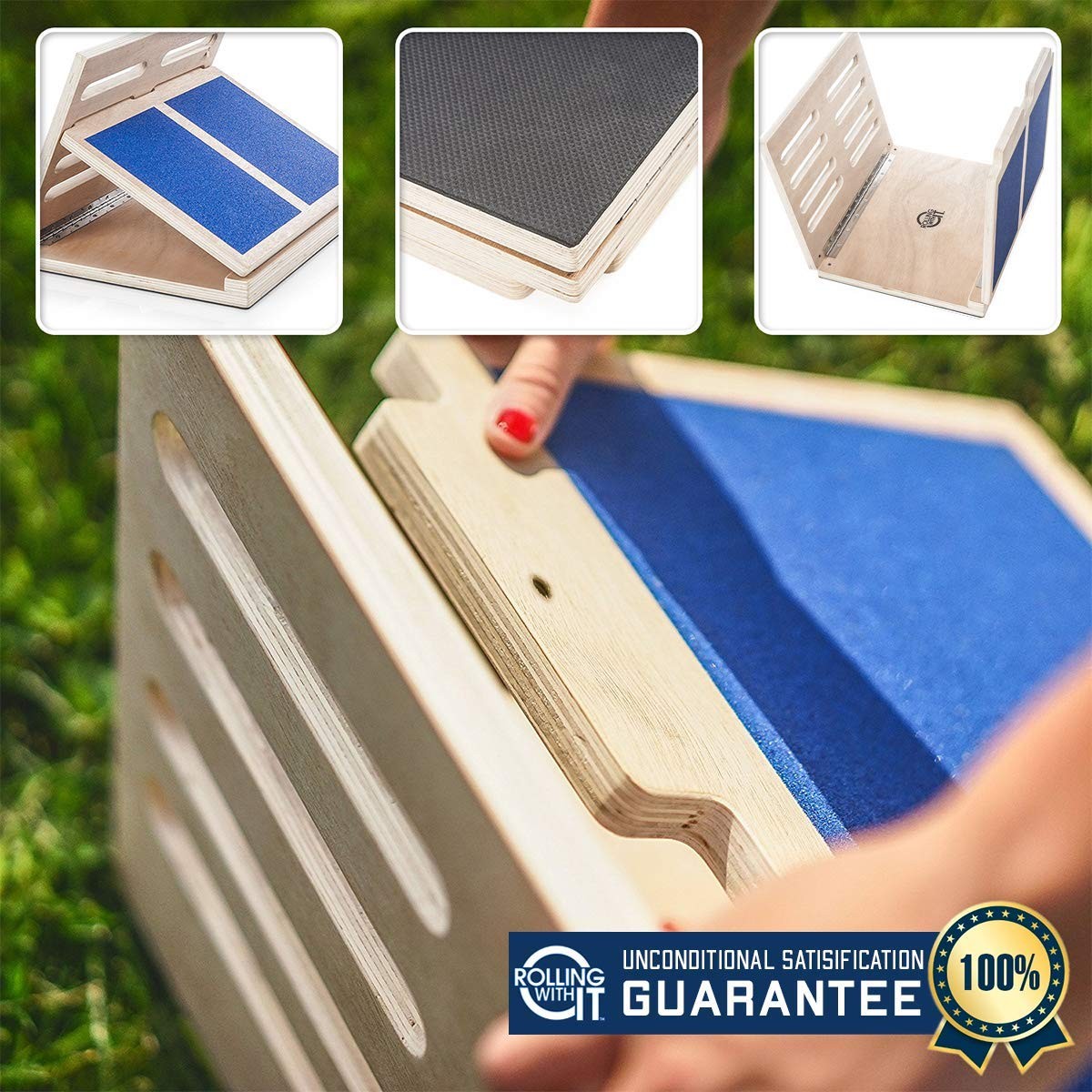 Professional Slant Board for Calf Medium to Large, Natural and Blue