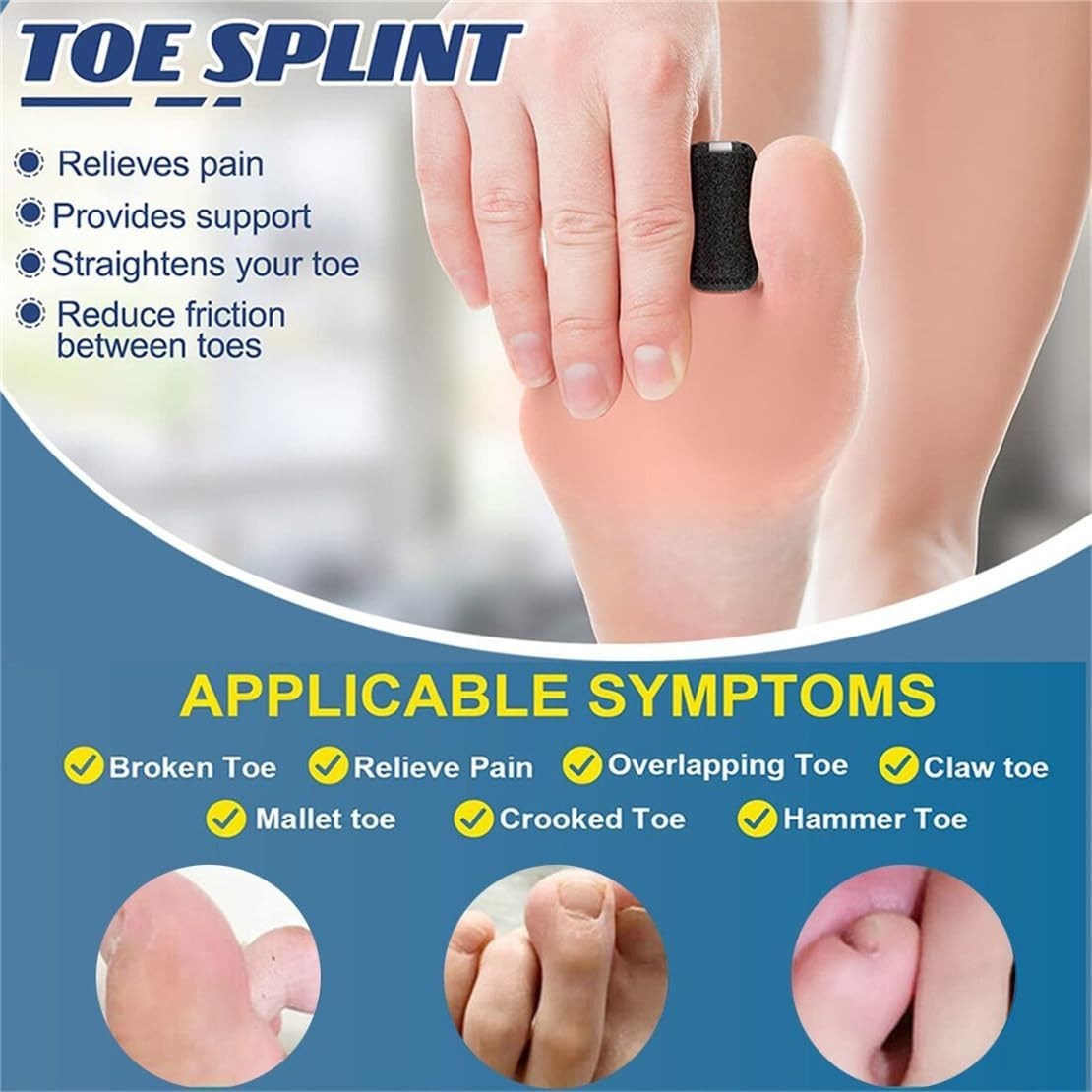 Adjustable Toe Splints for Men & Women – Comfortable Straightener Set of 2