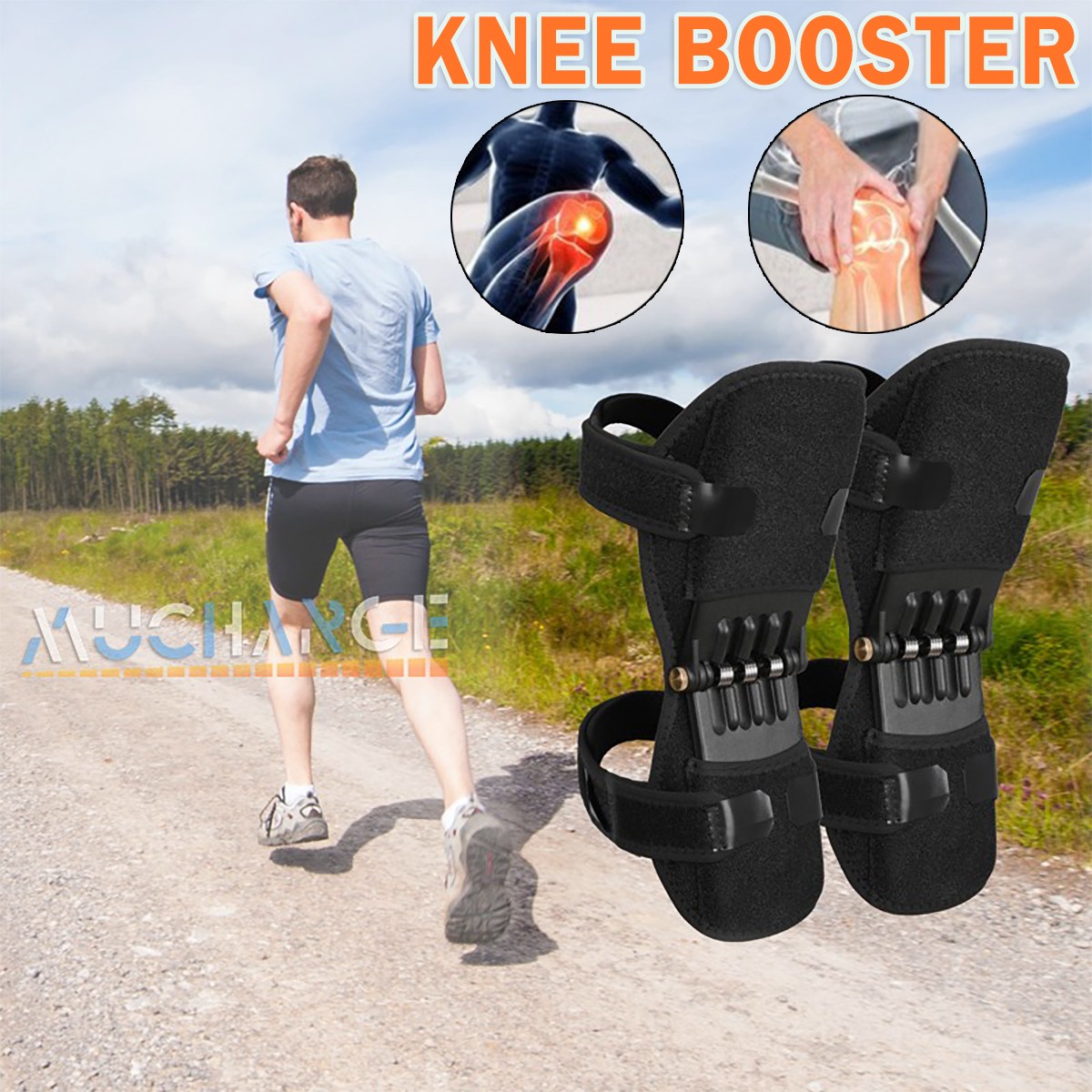 1/ 2Pcs Joint Support Brace Knee Pads Booster Lift Spring Force Stabilizer Legs