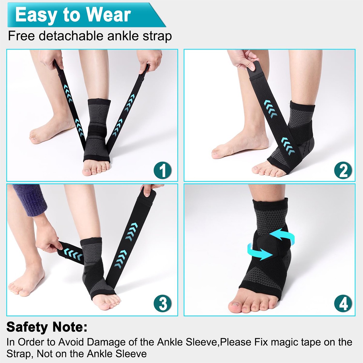 2 Pcs Adjustable Ankle Brace Compression Sleeve Support Fasciitis Pain Relief US