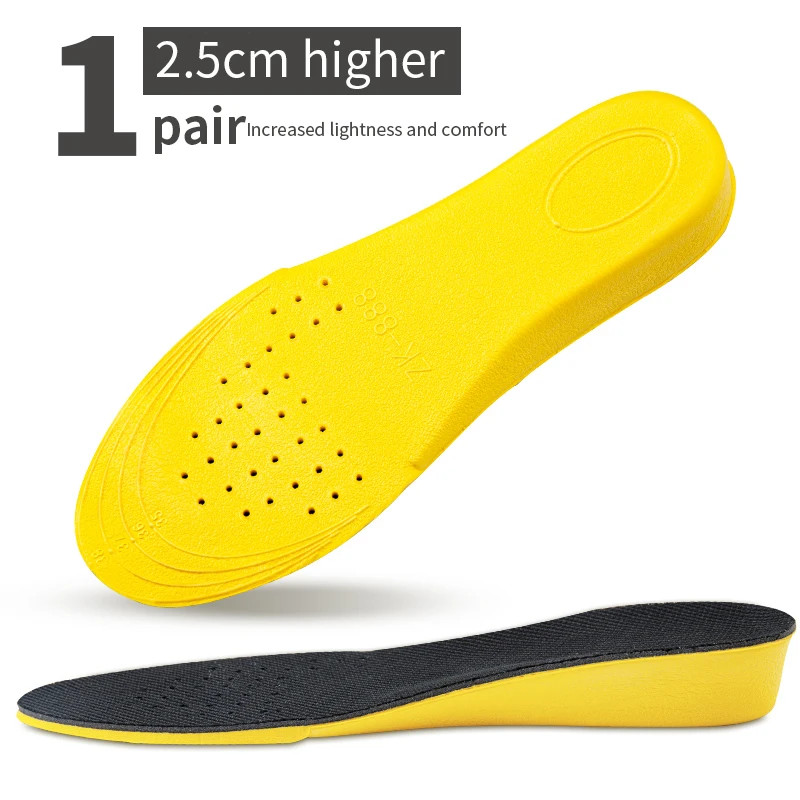 Invisiable Height Increase Insoles for Women Men Heel Lift Yellow Shoes Sole Pad