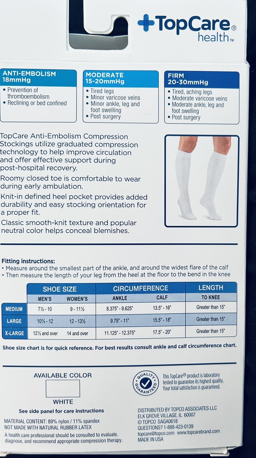 Anti-Embolism Compression Stockings M + TOP CARE Healt Made In U S A🇺🇸18mmhg