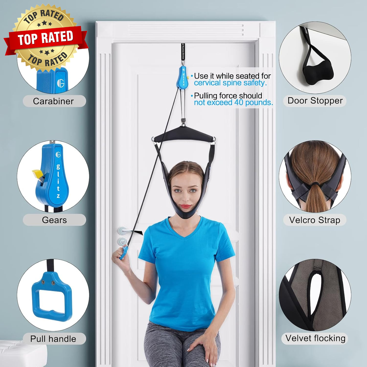 Cervical Neck Traction Device for Home Use, Portable Neck Stretcher Hammock over