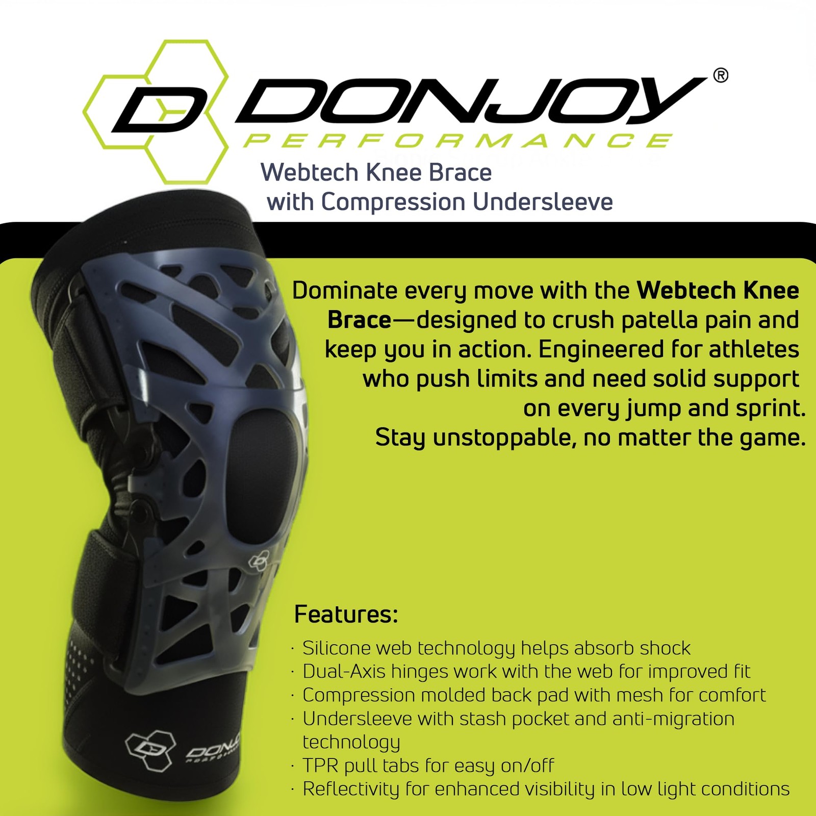 DonJoy Performance WEBTECH Knee Brace Black Medium