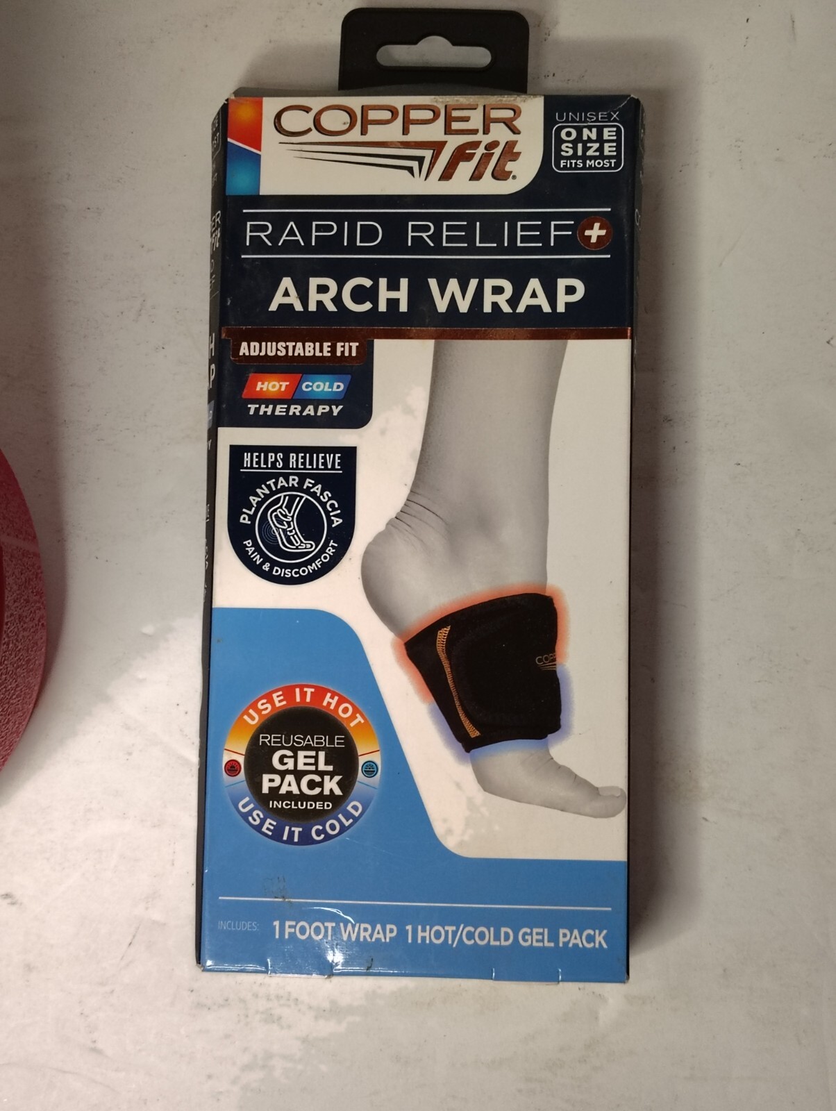 Copper Fit Plantar Fascia Arch Support Wrap Rapid Relief Sleeve Hot/Cold Therapy