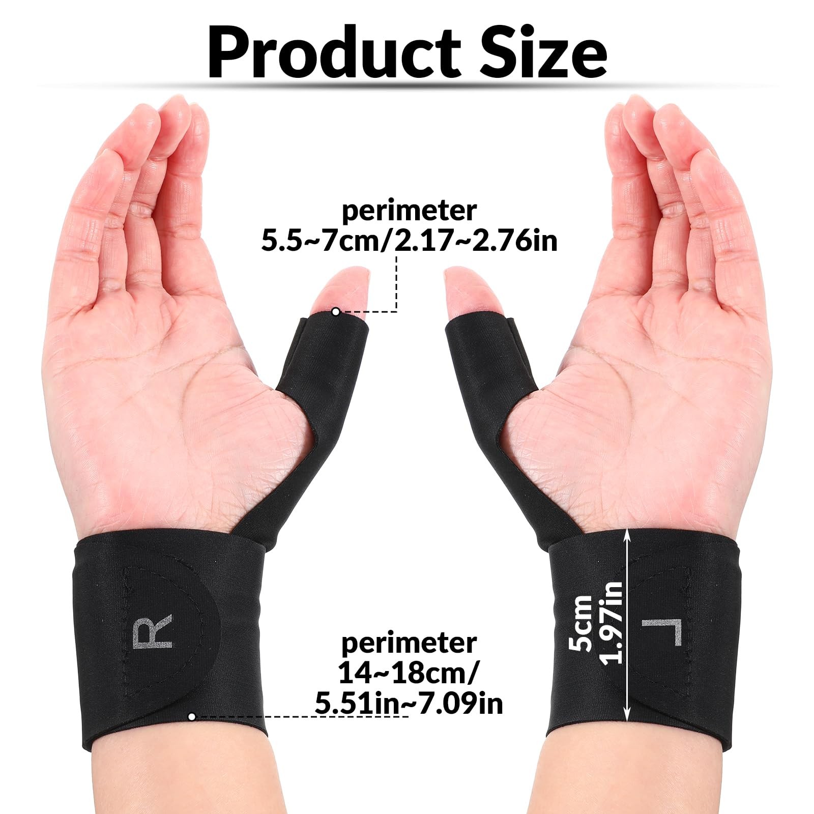 Wanmu 2 Pcs Thumb Wrist Brace Compression Sleeve, Elastic Protector Black