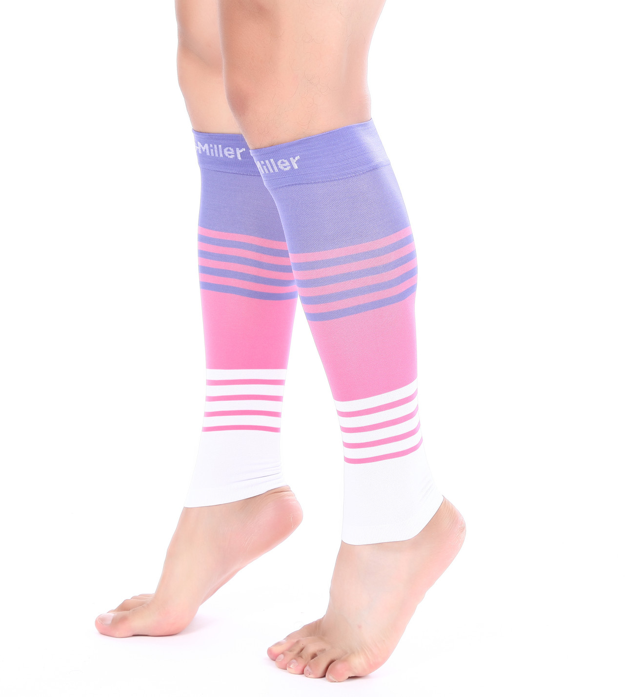Doc Miller Calf Compression Sleeve 1Pair20-30mmHg Varicose Veins Sock VIOLET/PNK