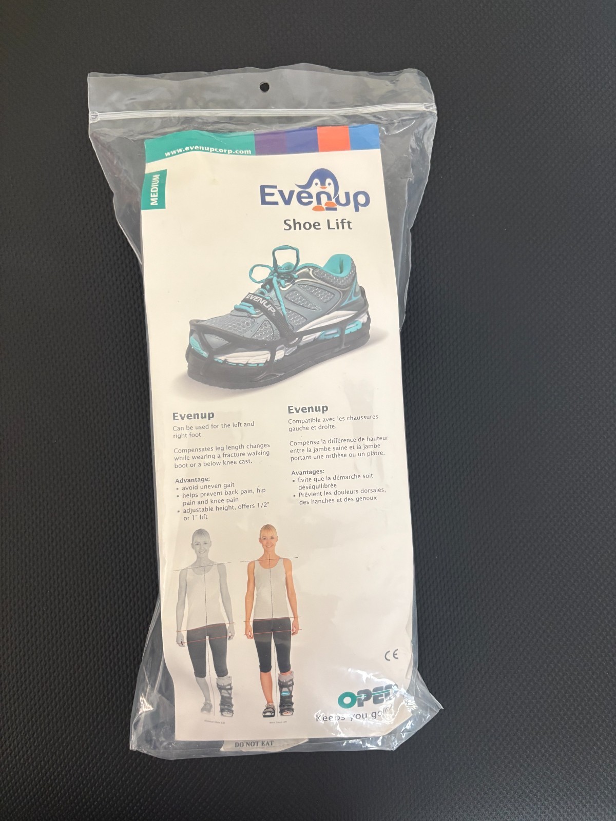 New OPED Even Up Shoe Lift, Right or Left Foot Med Men 8.5-10 Women 9-11