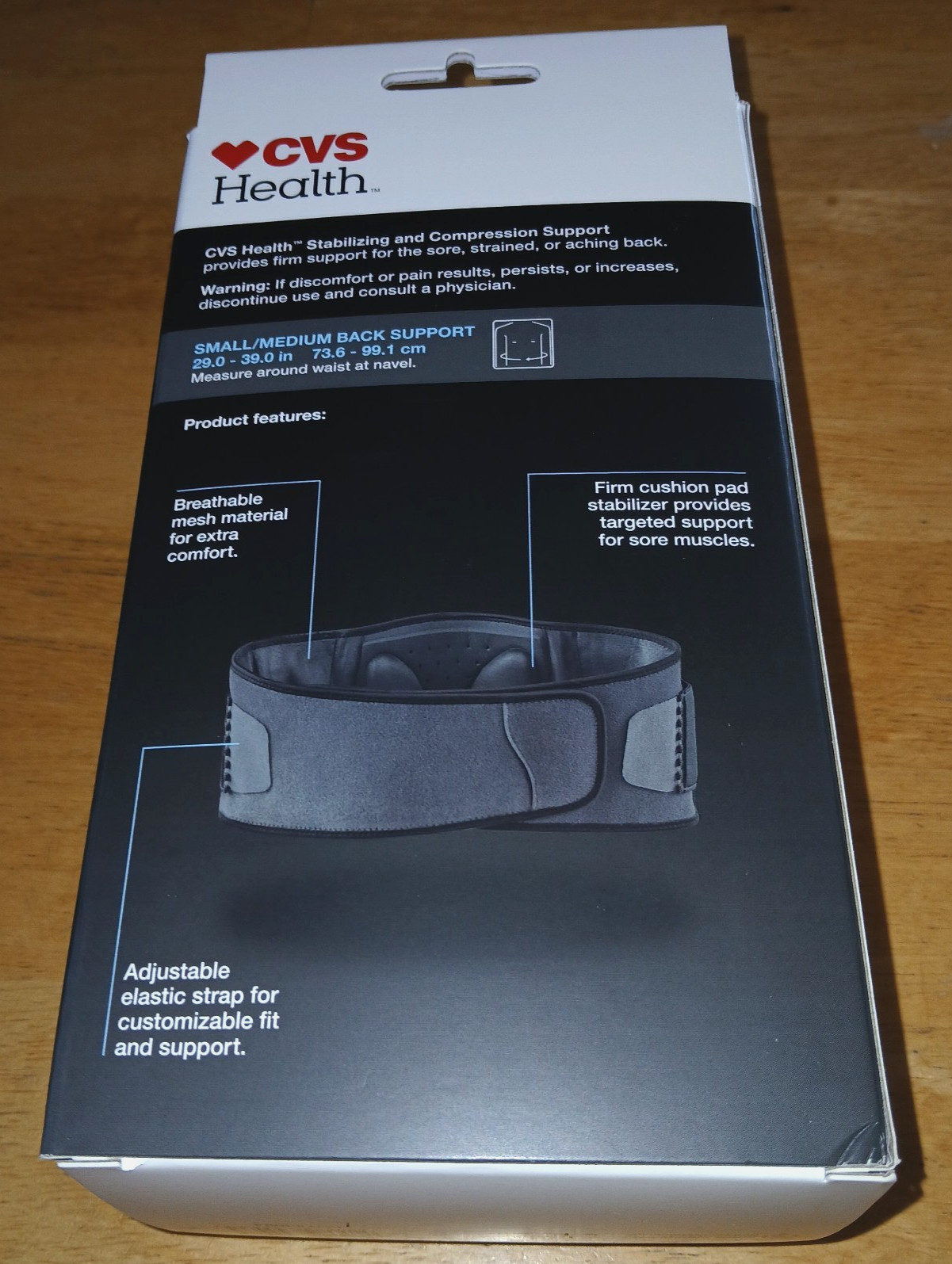 CVS HEALTH DELUXE STABILIZING SUPPORT-SM/MED-NIB-CUSHIONED PADS/ADJUSTABLE