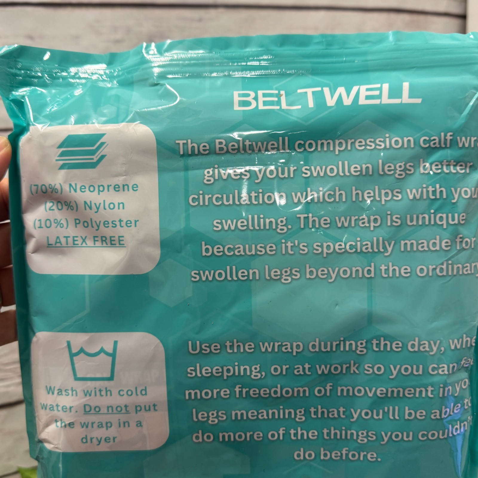 Beltwell Adjustable Calf Compression Wrap Lymphedema Circulation XXL Tall Black