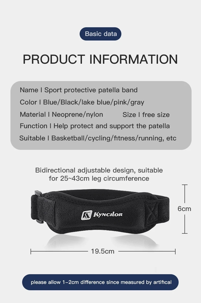 1 Piece Knee Patellar Tendon Knee Support Strape Brace Adjustable Shock