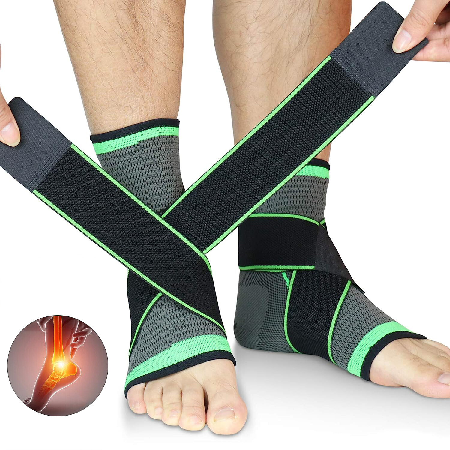 Ankle Brace Support Compression Sleeve Strap for Relief Sprained Tendon Foot Gym