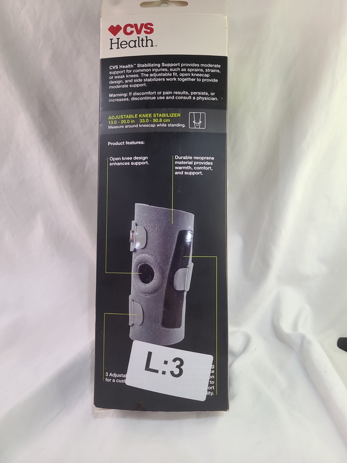 CVS Health Moderate Support 3 Adjustable Straps Knee Stabilizer One Size Grey