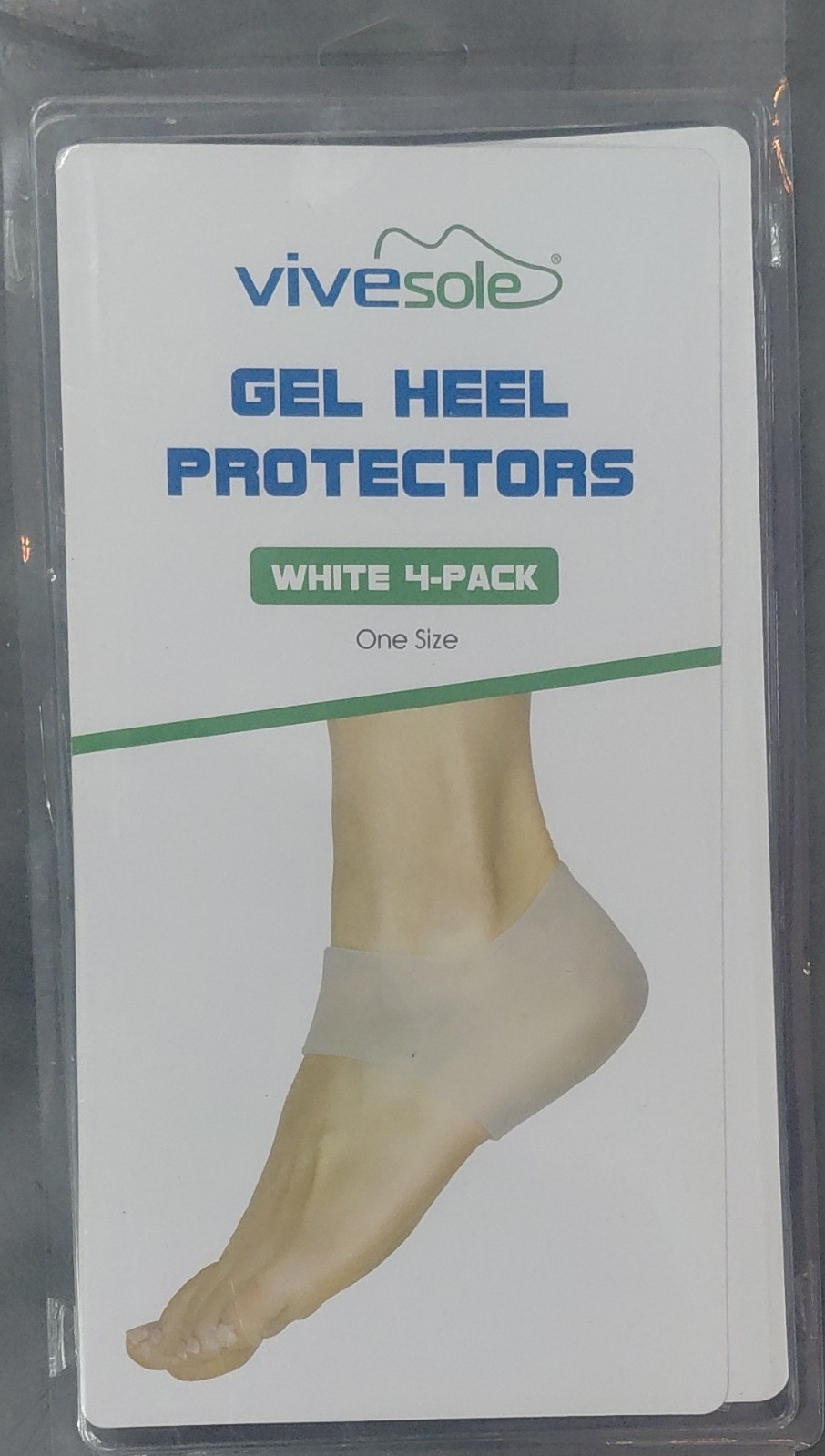 ViveSole Gel Heel Protectors White 4-Pack One Size for Heel and Foot Support
