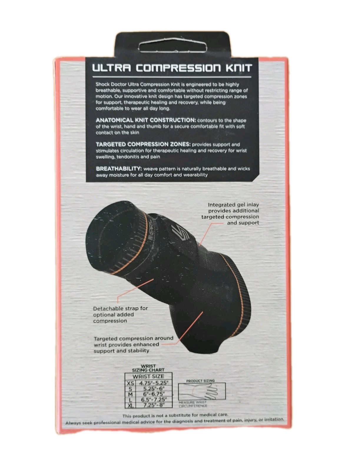 Shock Doctor Right Wrist Support with Gel and Strap Size XL 7.25″ – 8″ Brand NEW