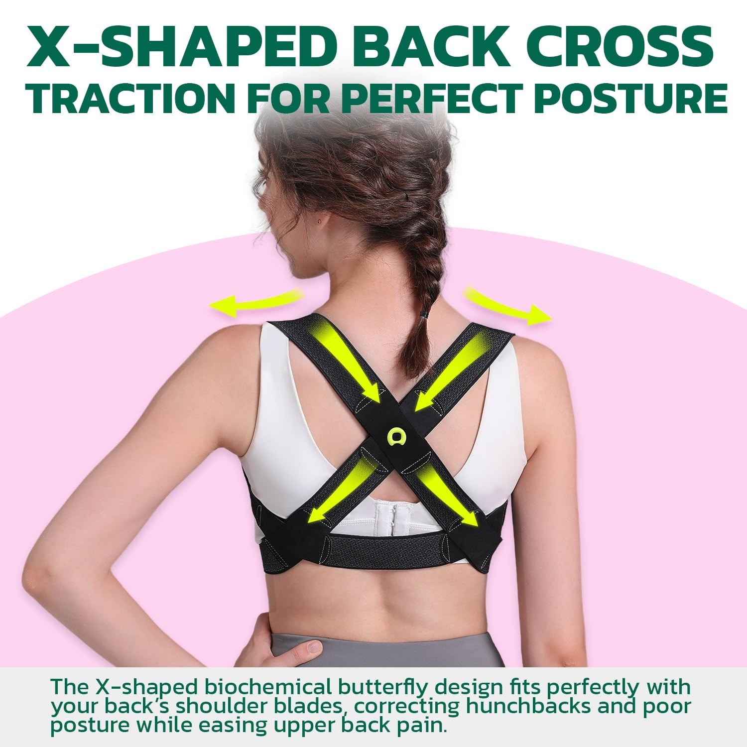 AOFIT Womens Posture Corrector X-Shaped Back Brace Invisible Under Clothes, L