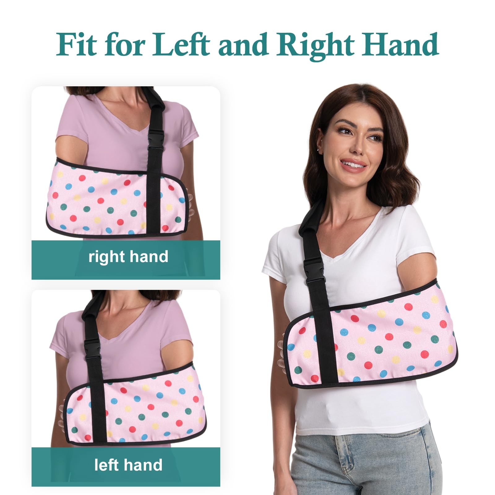 Pink Dot Print Arm Sling Broken Arm Torn Rotator Cuff Shoulder Support Brace