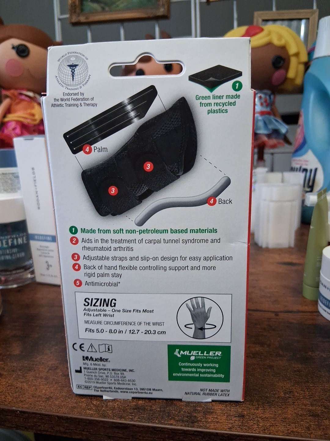 Mueller Sports Medicine Fitted Wrist Brace LEFT One Size Fits Most Max Support