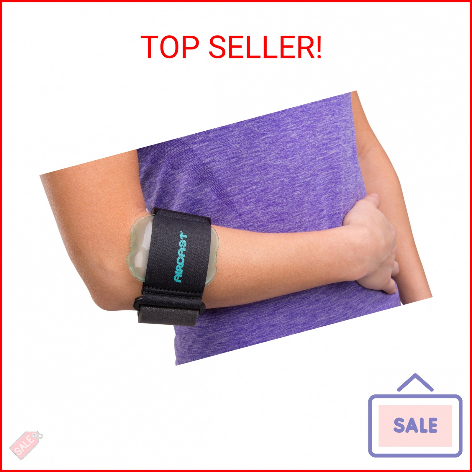 Aircast Pneumatic Armband: Tennis/Golfers Elbow Support Strap, Black