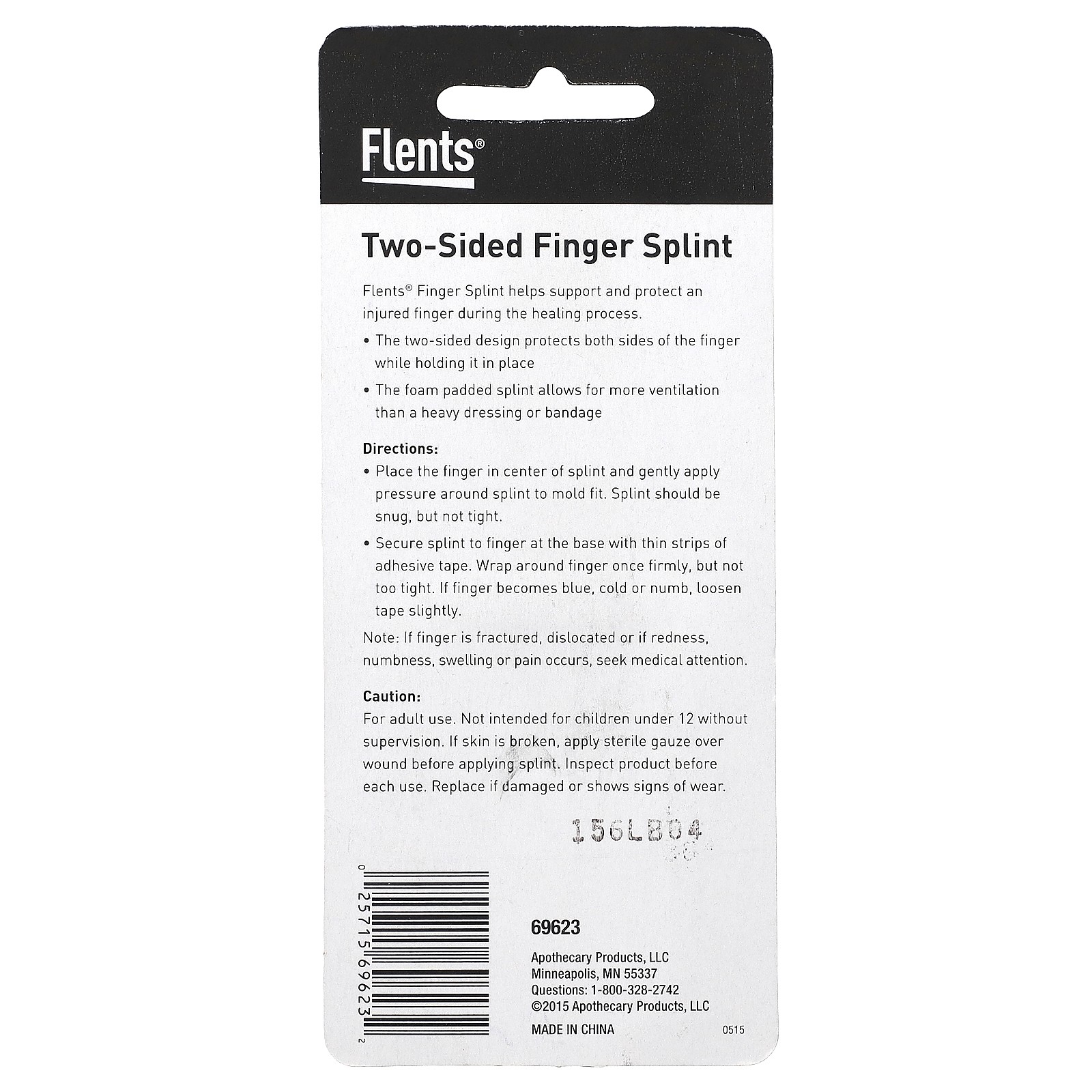 Finger Splint, Two Sided, Medium, 1 Count