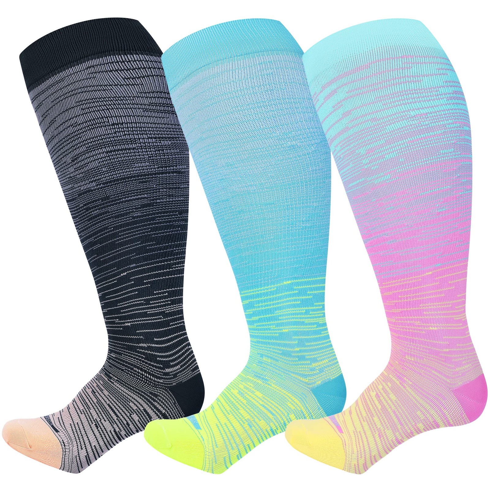 Wide Calf Compression Socks for Women Men Plus Size 15-20 mmHg Extra Large Kn…