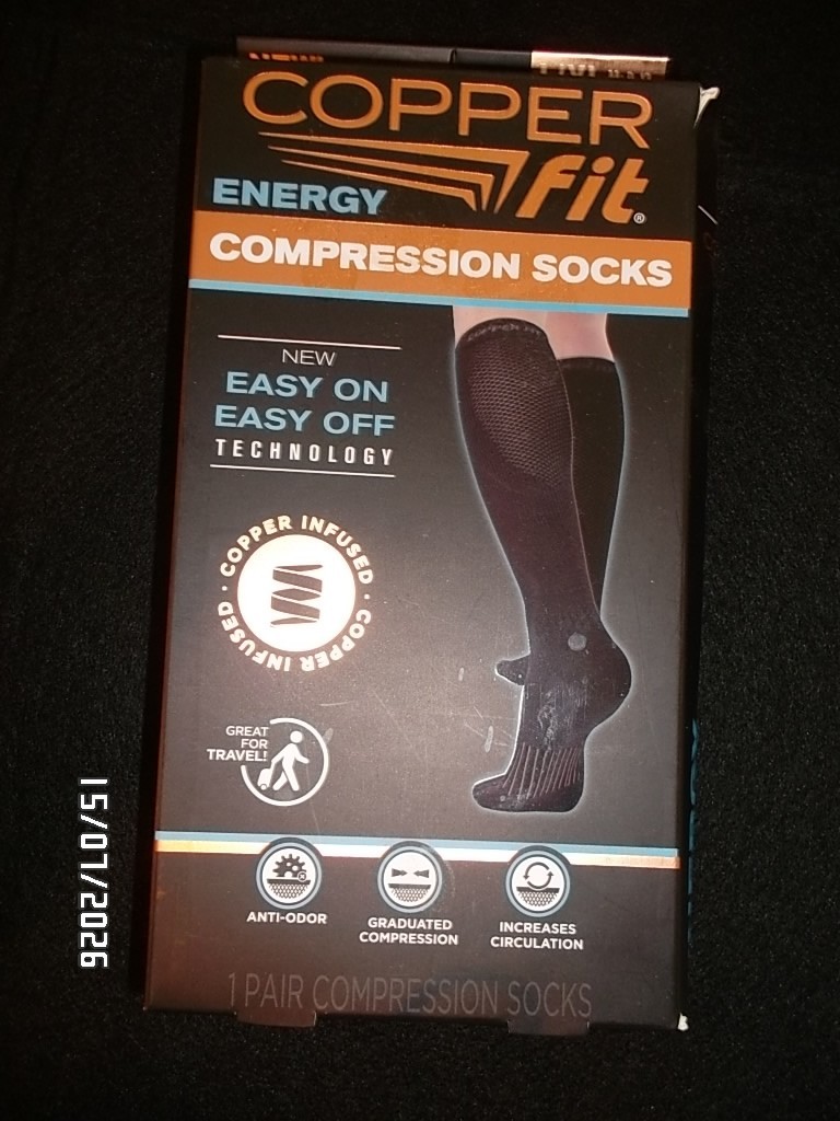 5 PAIRS COMPRESSION SOCKS. COPPER FIT ENERGY. TRUFORM. SB SOC. 20-30MMHG. XL & L