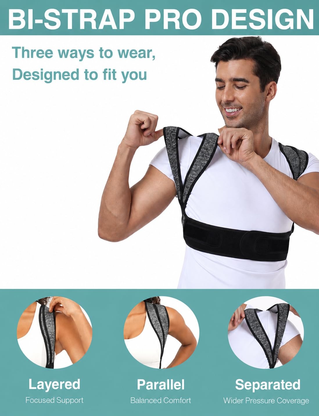 Posture Corrector Back Brace With Bamboo Fiber Lining 3 Wearing Modes Adjustable