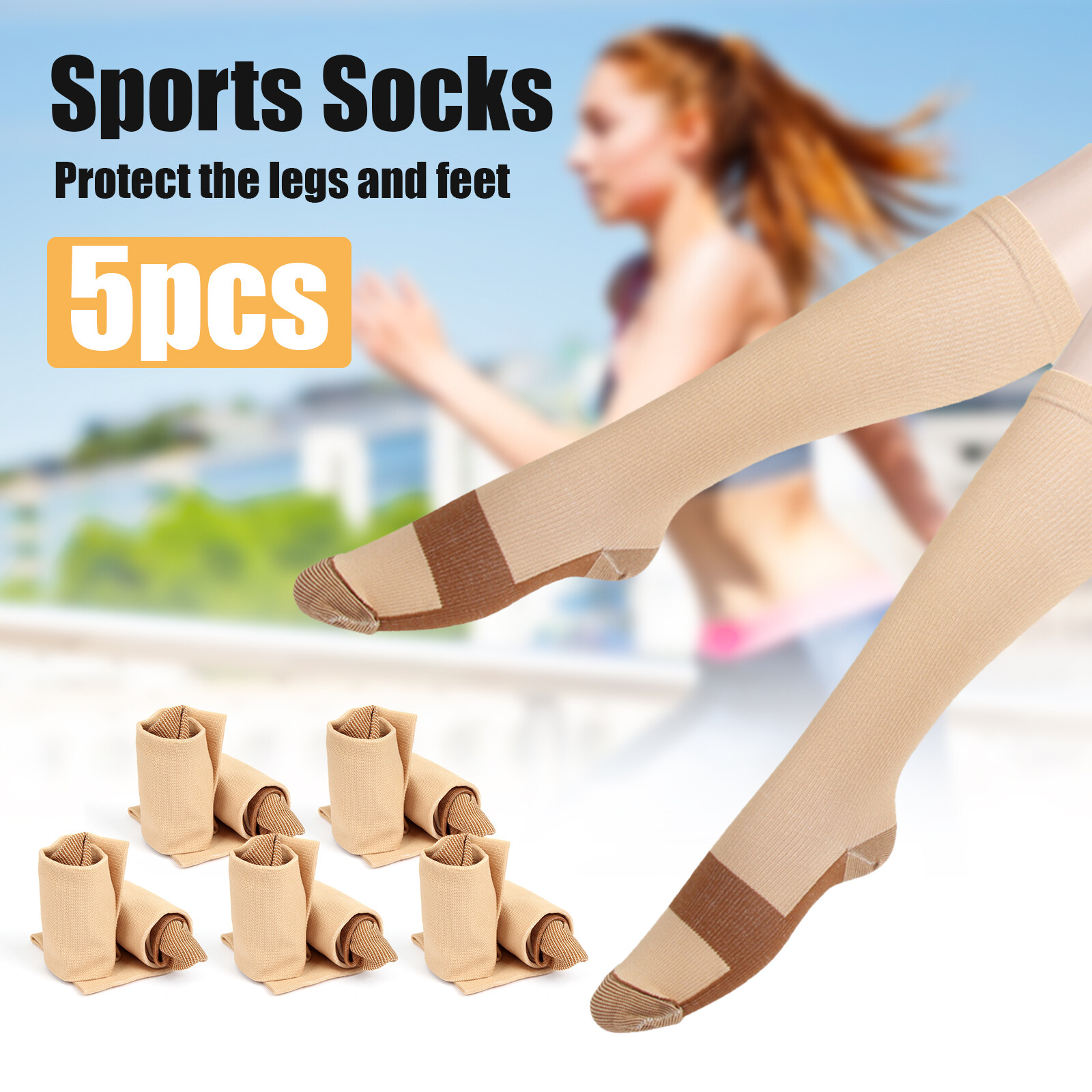 5 Pairs Copper Compression Socks 20-30mmHg Graduated Support S-XXL Mens Womens