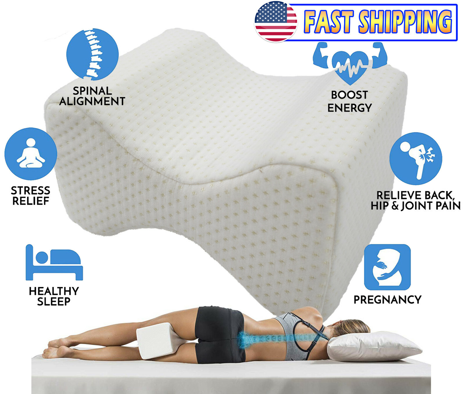 Orthopedic Knee Memory Foam Pillow – Ergonomic Wedge & Lumbar Alignment for Side
