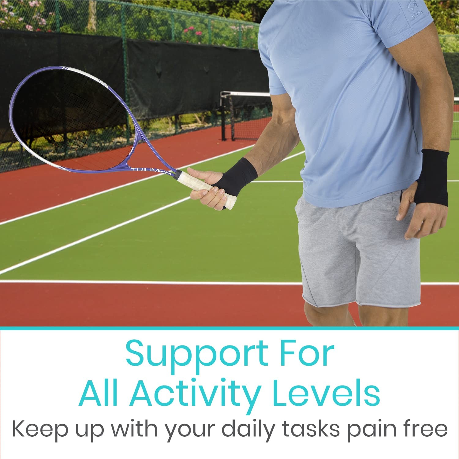Vive Wrist Compression Sleeve Support Brace for Pain Relief – Medium, Black