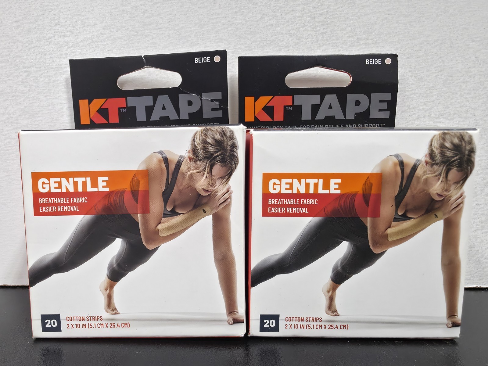 KT Tape Gentle Strips Beige 20 ct. Lot of 2 NEW/OPEN BOX DMG PKG