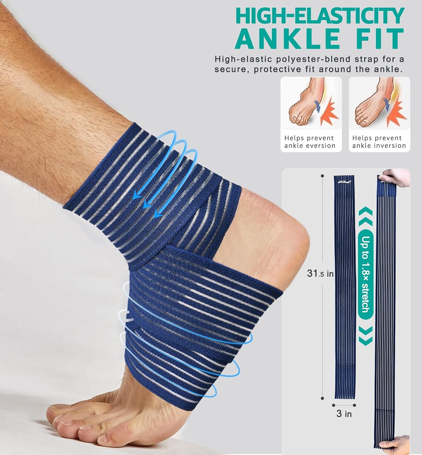 Foot & Ankle Brace 2 Pack, Adjustable Compression Wrap for Men & Women – Helps
