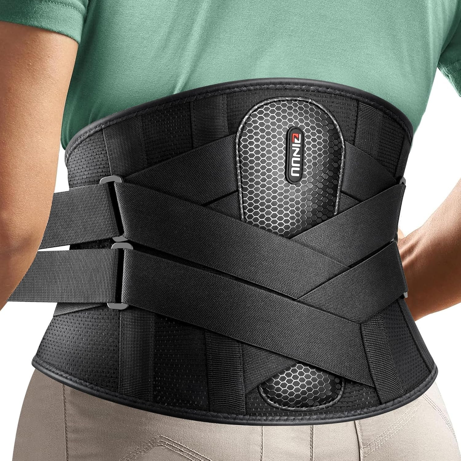Dual X-Back Brace for Lower Back Pain Relief with Bionic Support System, 7 Stays
