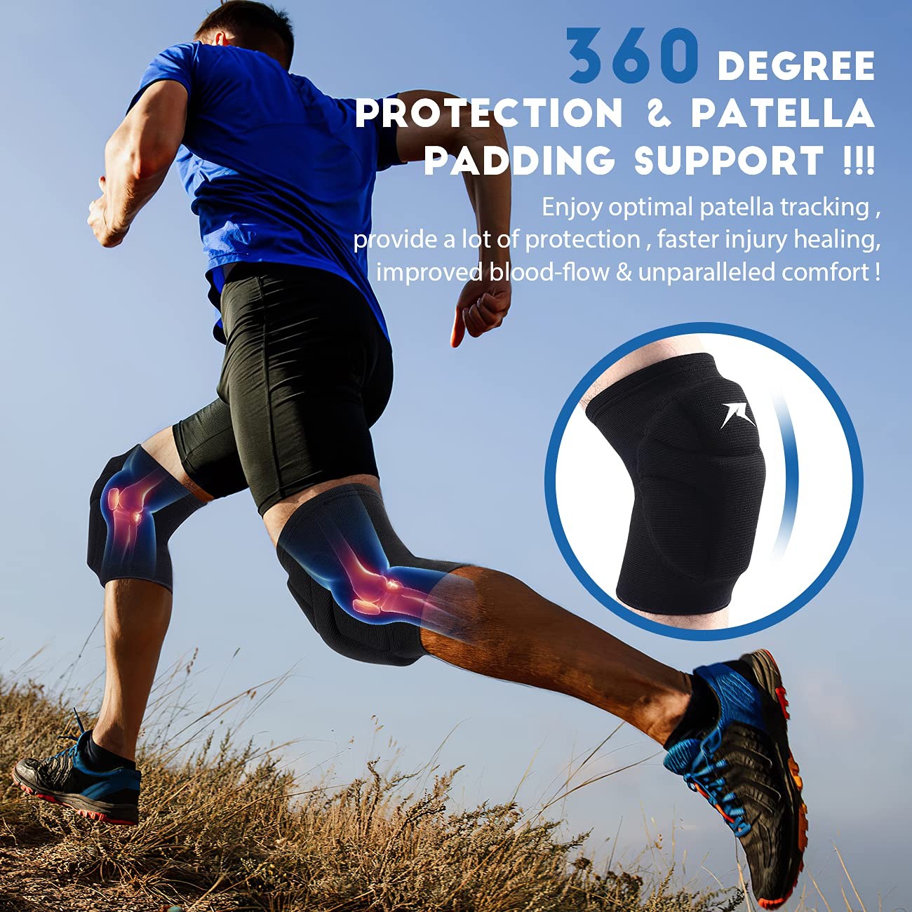 Volleyball Knee Pads,Knee Compression Sleeve Support for Men Women with High …