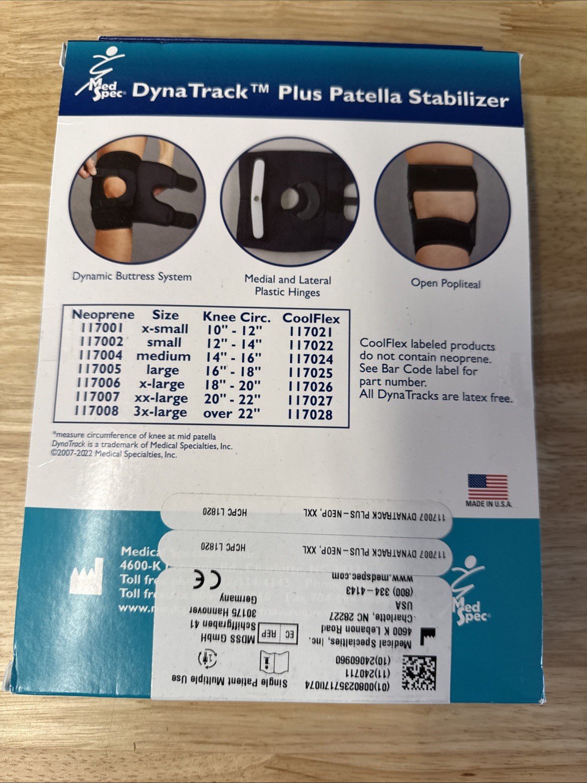 Med Spec DynaTrack Plus Patella Stabilizer Size Xxl New